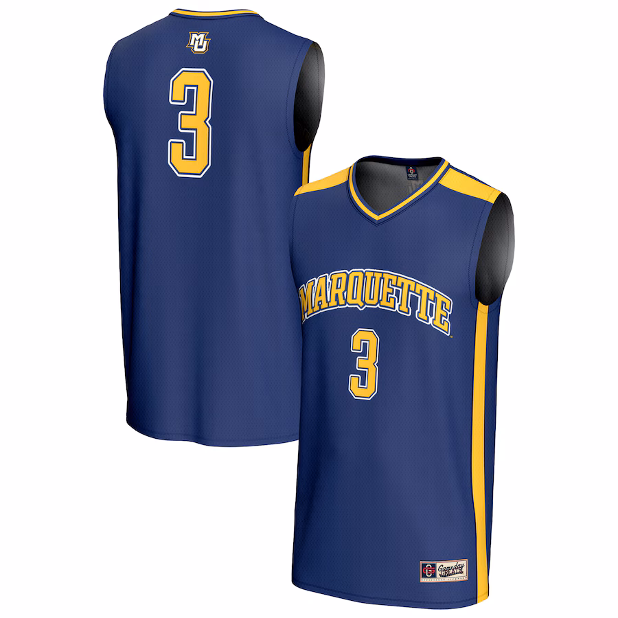 Youth GameDay Greats #3 Blue Marquette Golden Eagles Lightweight Basketball Fashion Jersey - Ujersey