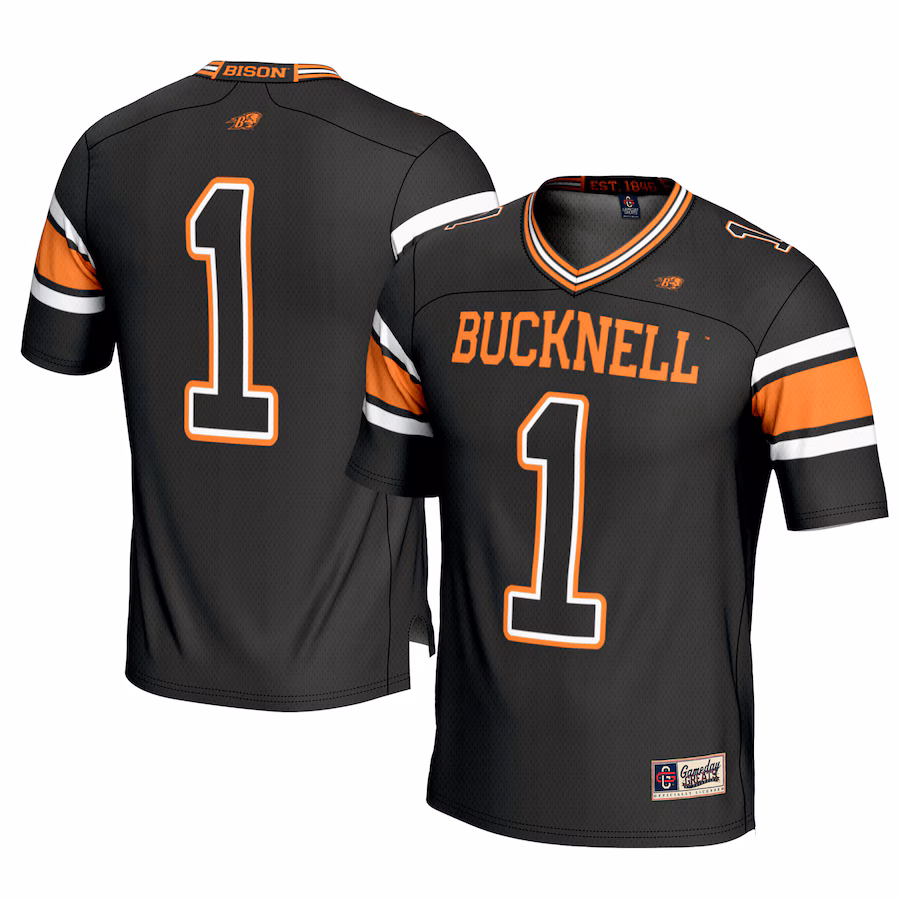 Men's GameDay Greats #1 Black Bucknell Bison Football Jersey - Ujersey