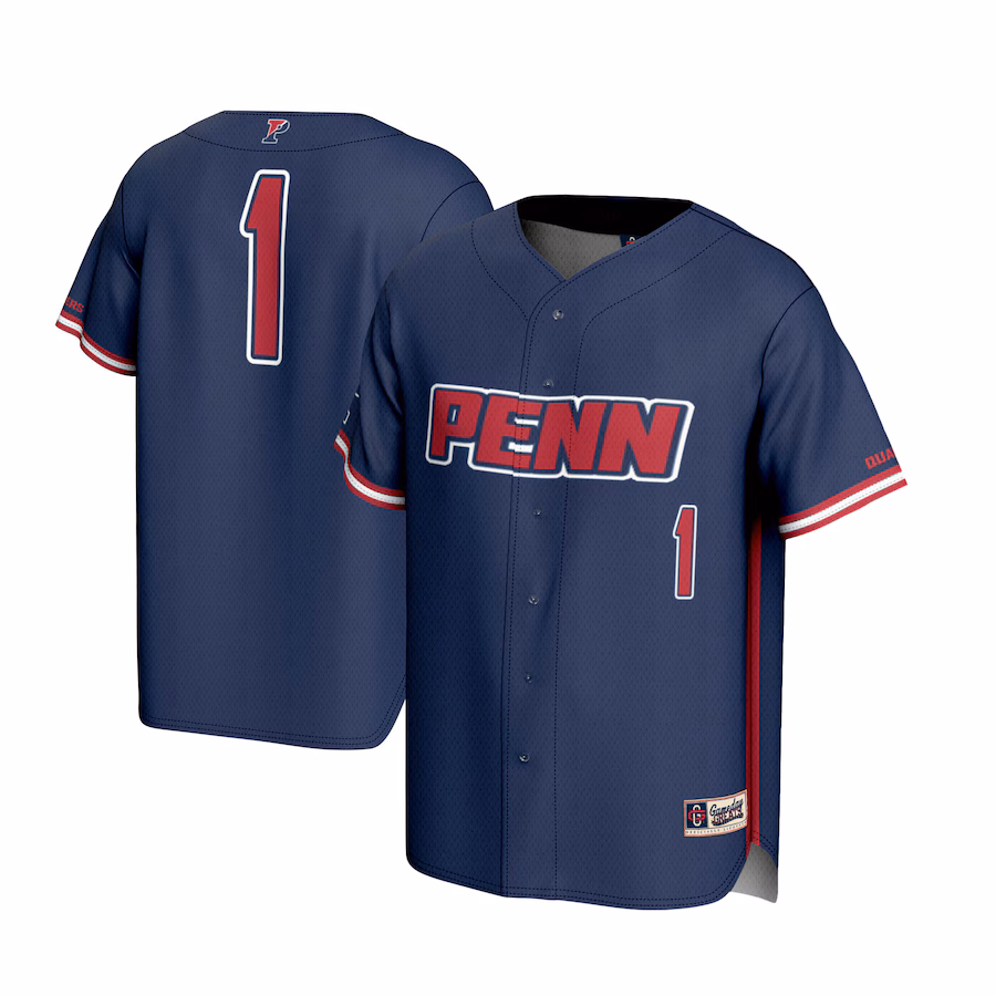 Men's GameDay Greats #1 Navy Pennsylvania Quakers Lightweight Baseball Jersey - Ujersey