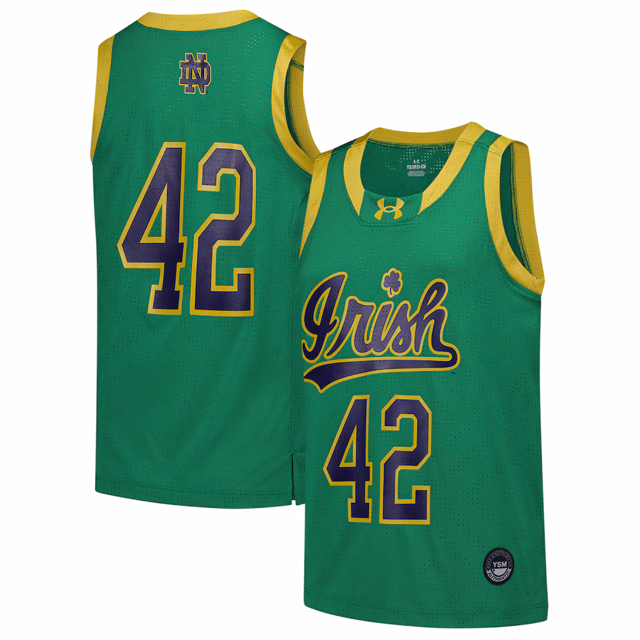 Youth Under Armour #42 Green Notre Dame Fighting Irish  Replica Basketball Jersey - Ujersey