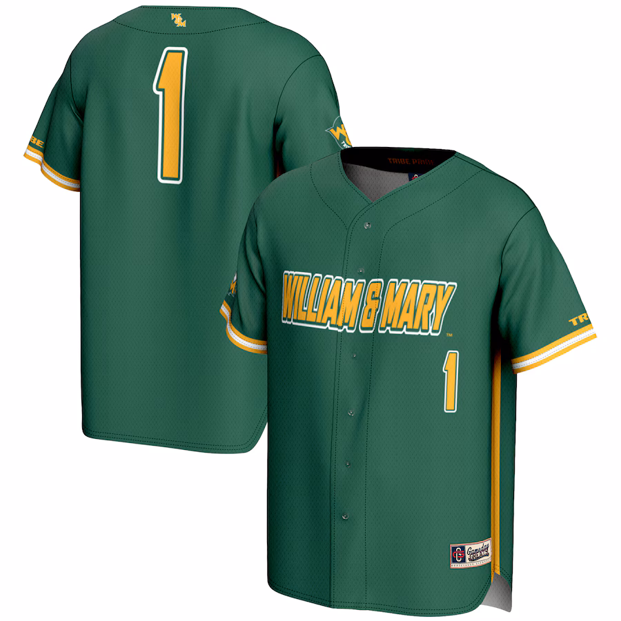 Youth GameDay Greats #1 Green William & Mary Tribe Lightweight Baseball Fashion Jersey - Ujersey