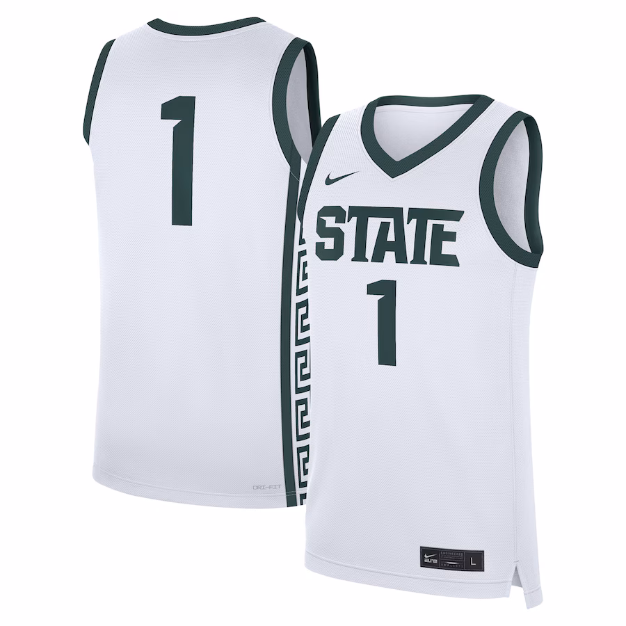 Men's Nike #1 White Michigan State Spartans Home Replica Jersey - Ujersey