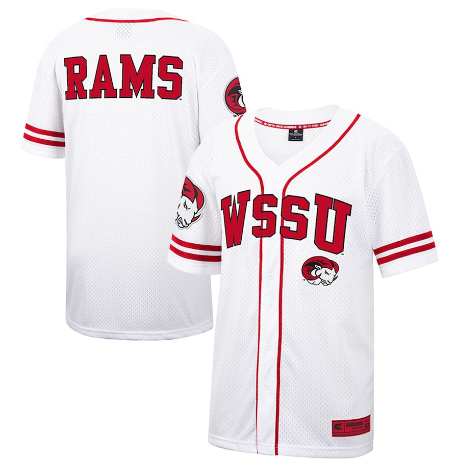 Men's Colosseum White Winston-Salem State Rams Free Spirited Mesh Button-Up Baseball Jersey - Ujersey