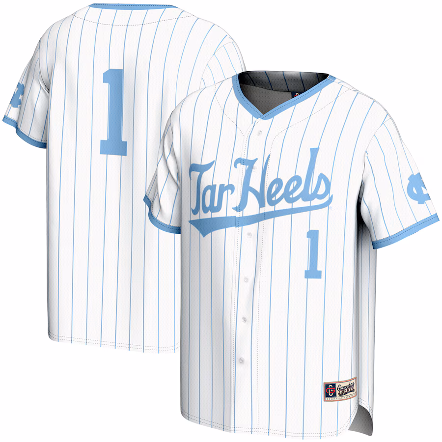 Men's GameDay Greats #1 White North Carolina Tar Heels Lightweight Baseball Jersey - Ujersey
