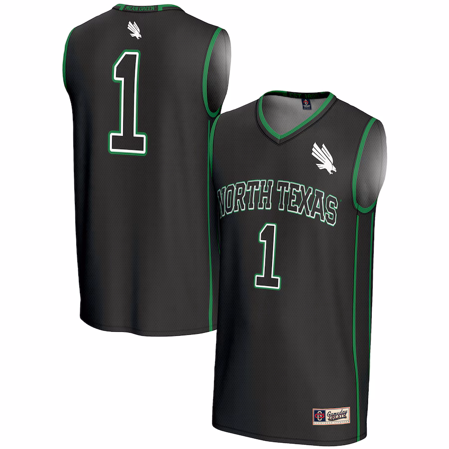 Youth GameDay Greats #1 Black North Texas Mean Green Lightweight Basketball Jersey - Ujersey