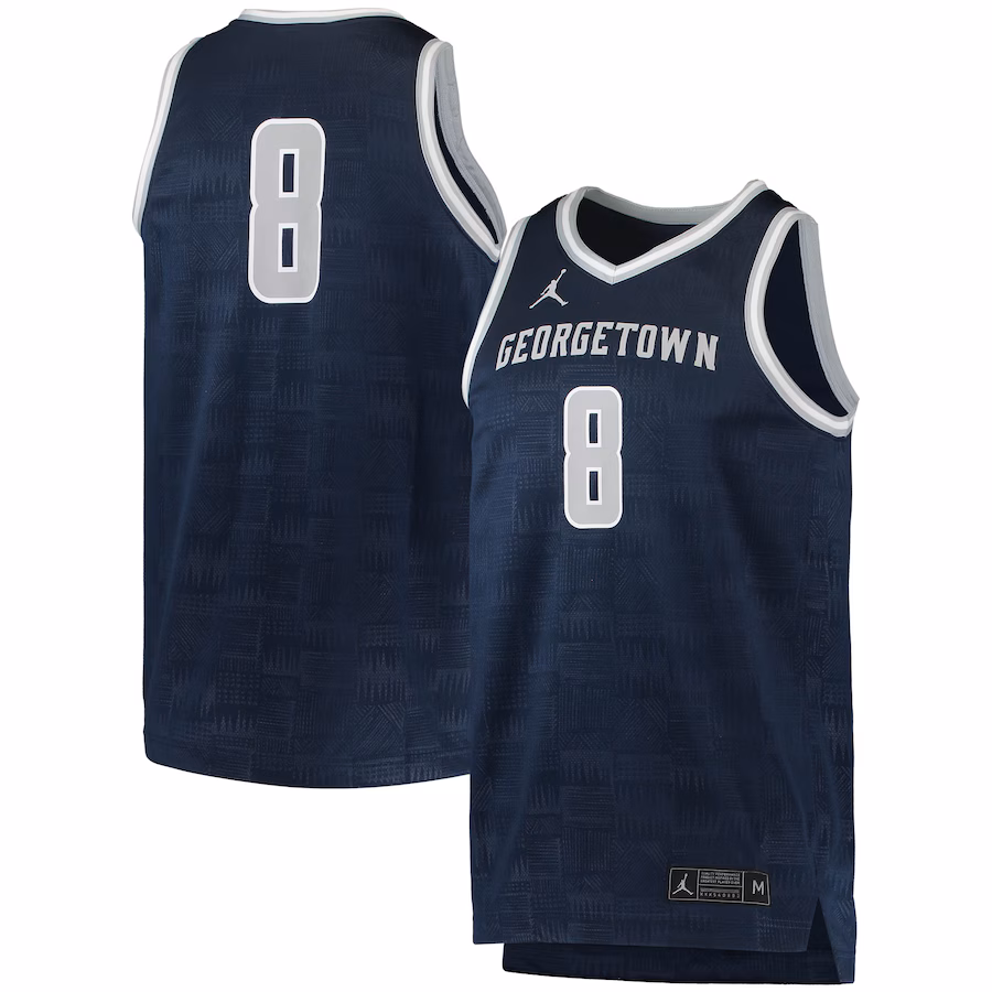 Men's Jordan Brand #8 Navy Georgetown Hoyas Team Replica Basketball Jersey - Ujersey