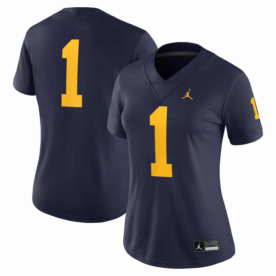 Women's Jordan Brand #1 Navy Michigan Wolverines Game Jersey - Ujersey
