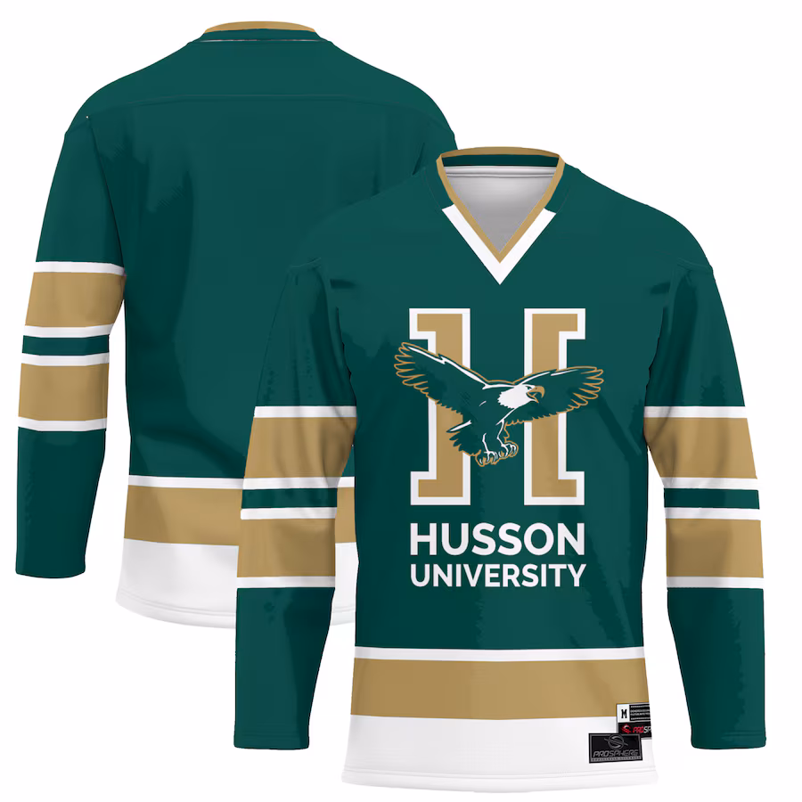 Youth ProSphere Green Husson University Eagles  Hockey Jersey - Ujersey