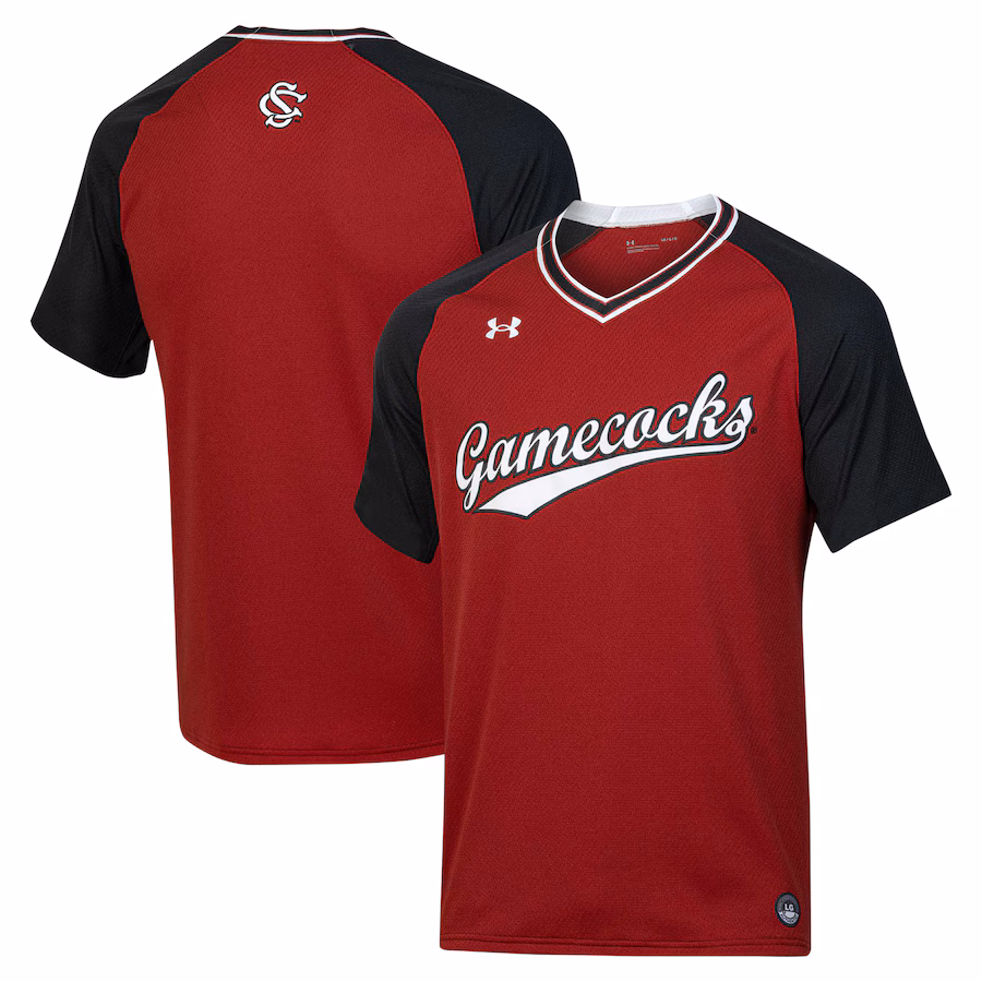 Men's Under Armour Garnet South Carolina Gamecocks Softball V-Neck Jersey - Ujersey