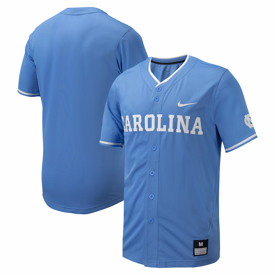 Men's Nike Carolina Blue North Carolina Tar Heels Replica Full-Button Baseball Jersey - Ujersey
