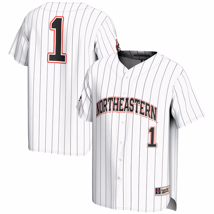 Youth GameDay Greats #1 White Northeastern Huskies Lightweight Baseball Fashion Jersey - Ujersey