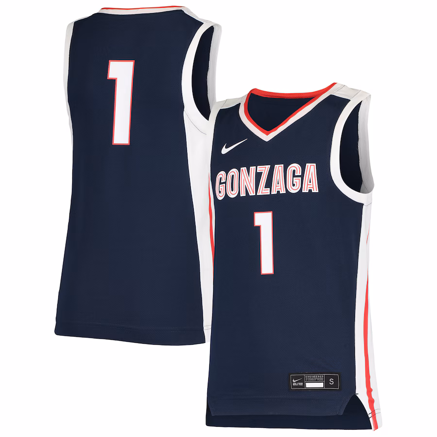 Youth Nike #1 Navy Gonzaga Bulldogs Team Replica Basketball Jersey - Ujersey