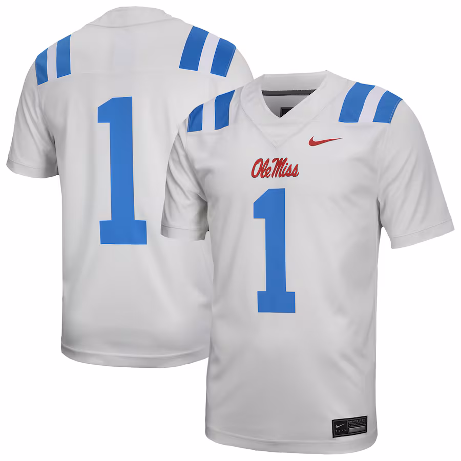Men's Nike #1 White Ole Miss Rebels Untouchable Football Jersey - Ujersey
