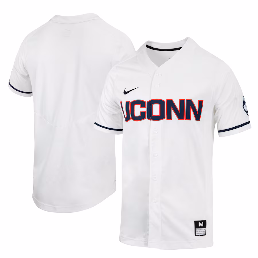 Men's Nike White UConn Huskies Replica Full-Button Baseball Jersey - Ujersey