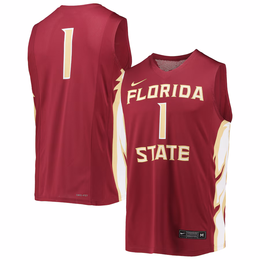 Men's Nike #1 Garnet Florida State Seminoles Team Replica Basketball Jersey - Ujersey