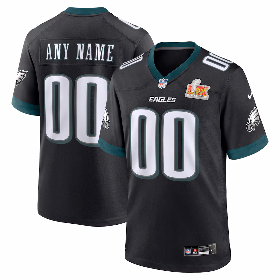 Men's Philadelphia Eagles  Nike Black Super Bowl LIX Custom Alternate Game Jersey - Ujersey