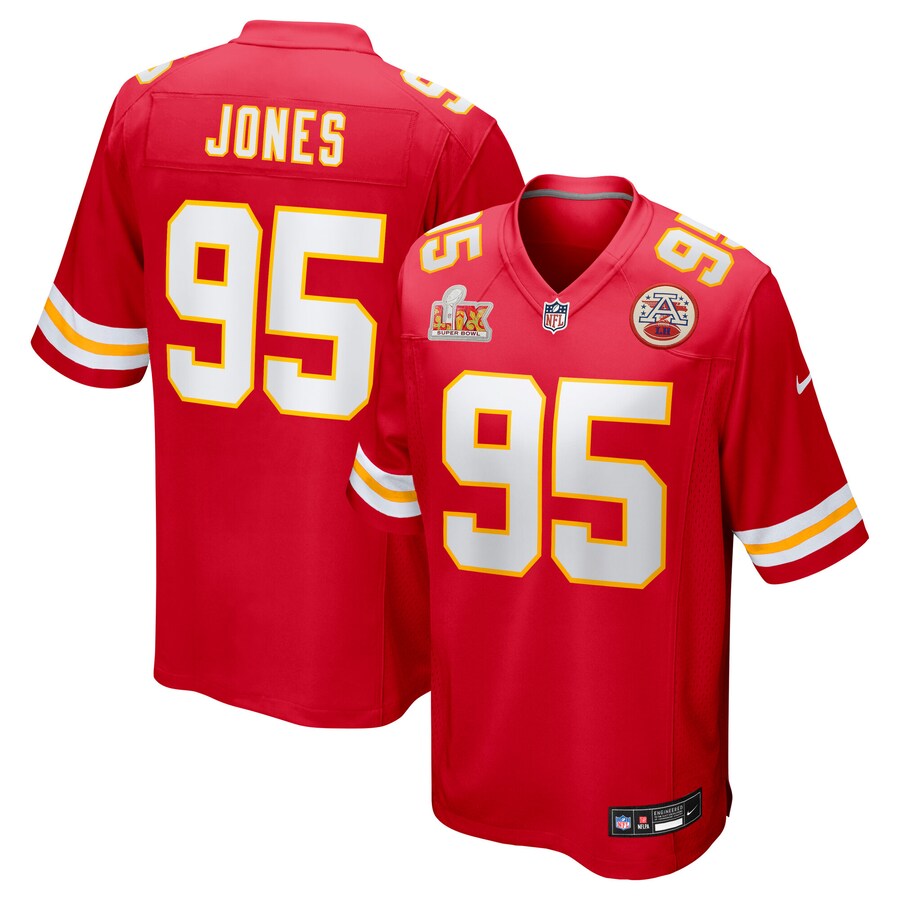 Men's Kansas City Chiefs Chris Jones Nike Red Super Bowl LIX Game Jersey - Ujersey