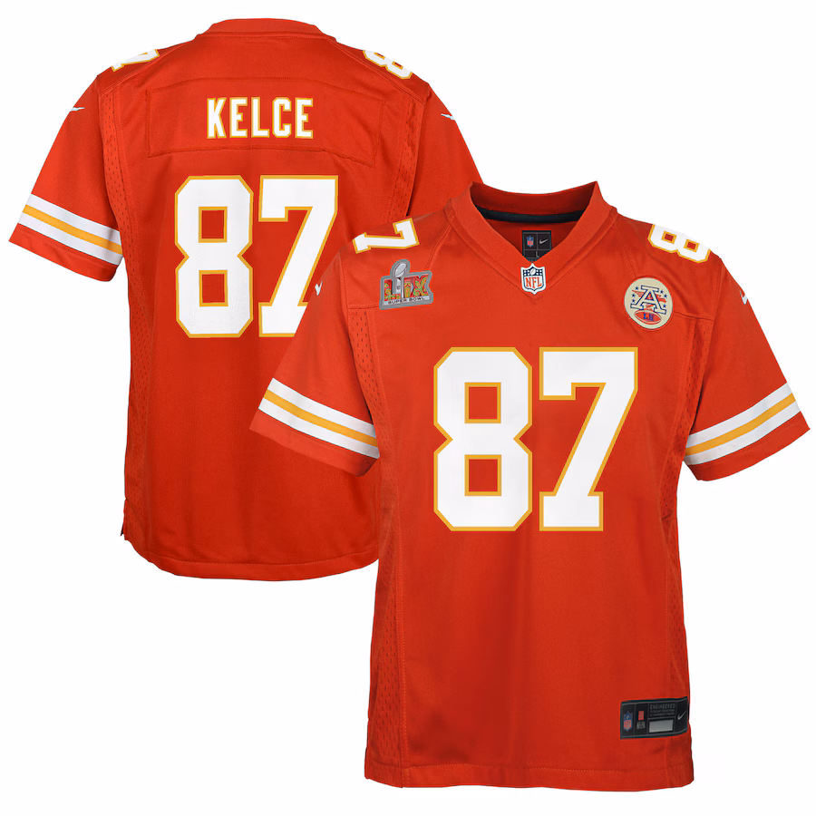 Youth Kansas City Chiefs Travis Kelce Nike Red Super Bowl LIX Game Player Jersey - Ujersey