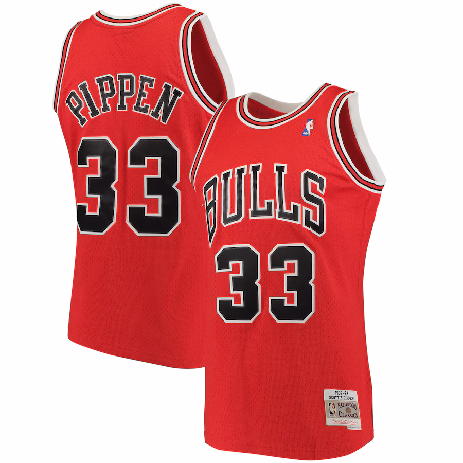 Men's Chicago Bulls Scottie Pippen Mitchell & Ness Red 1997/98 Big & Tall Hardwood Classics Swingman Jersey - Ujersey
