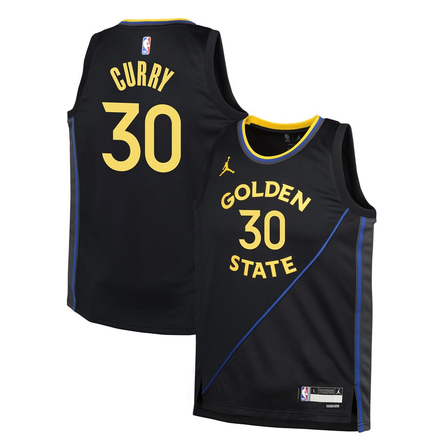Youth Golden State Warriors Stephen Curry Jordan Brand Navy Swingman Jersey - Statement Edition - Ujersey