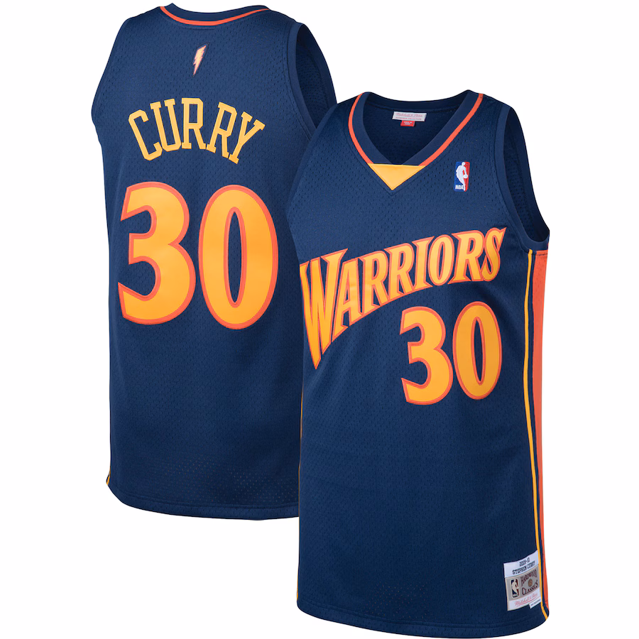 Men's Golden State Warriors Stephen Curry Mitchell & Ness Navy 2009/10 Big & Tall Hardwood Classics Swingman Jersey - Ujersey
