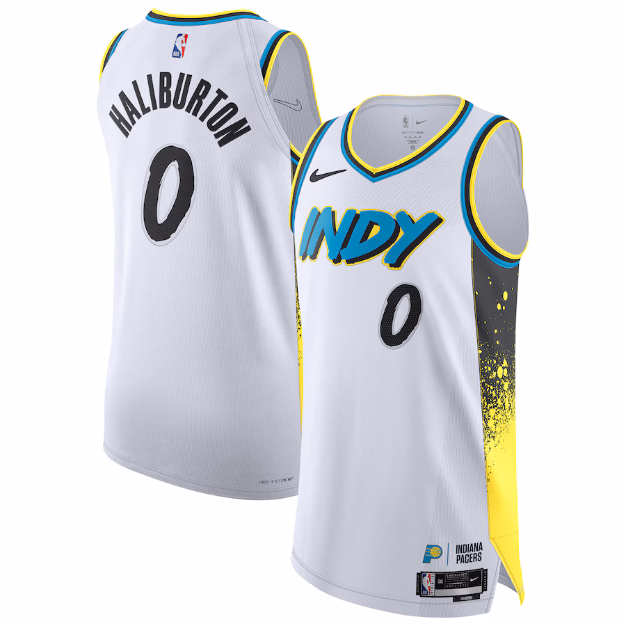 Men's Indiana Pacers Tyrese Haliburton Nike White 2024/25 Authentic Player Jersey - City Edition - Ujersey