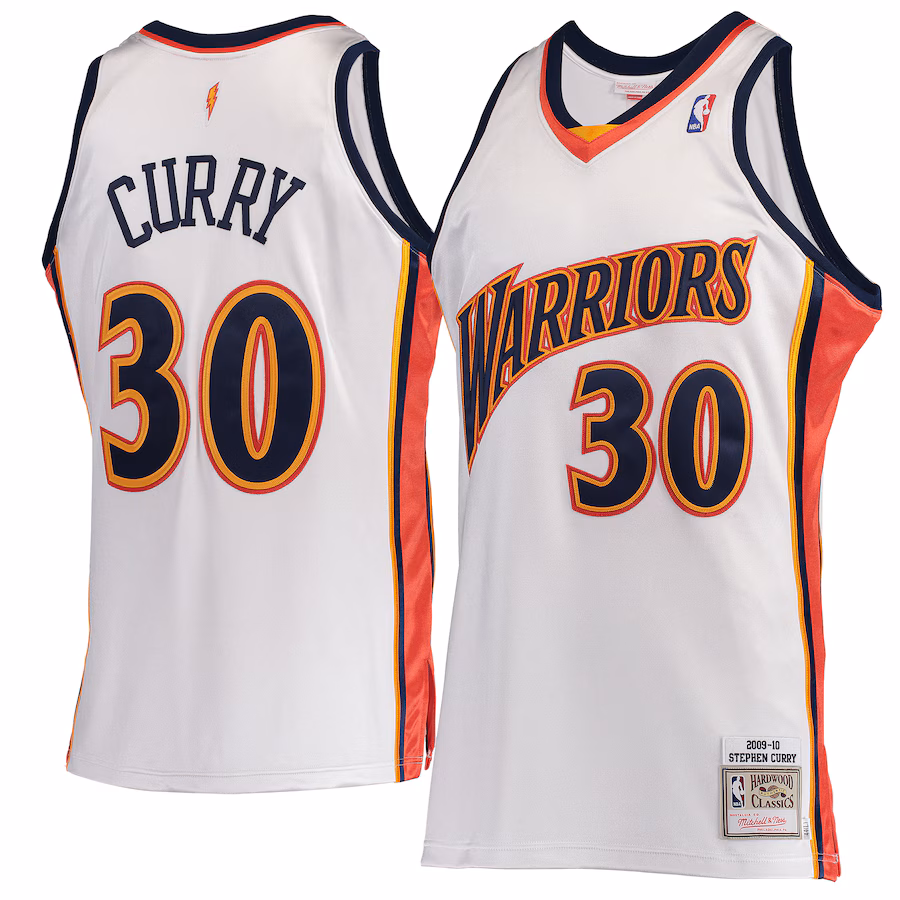 Men's Golden State Warriors Stephen Curry Mitchell & Ness White Hardwood Classics 2009-10 Home Authentic Jersey - Ujersey
