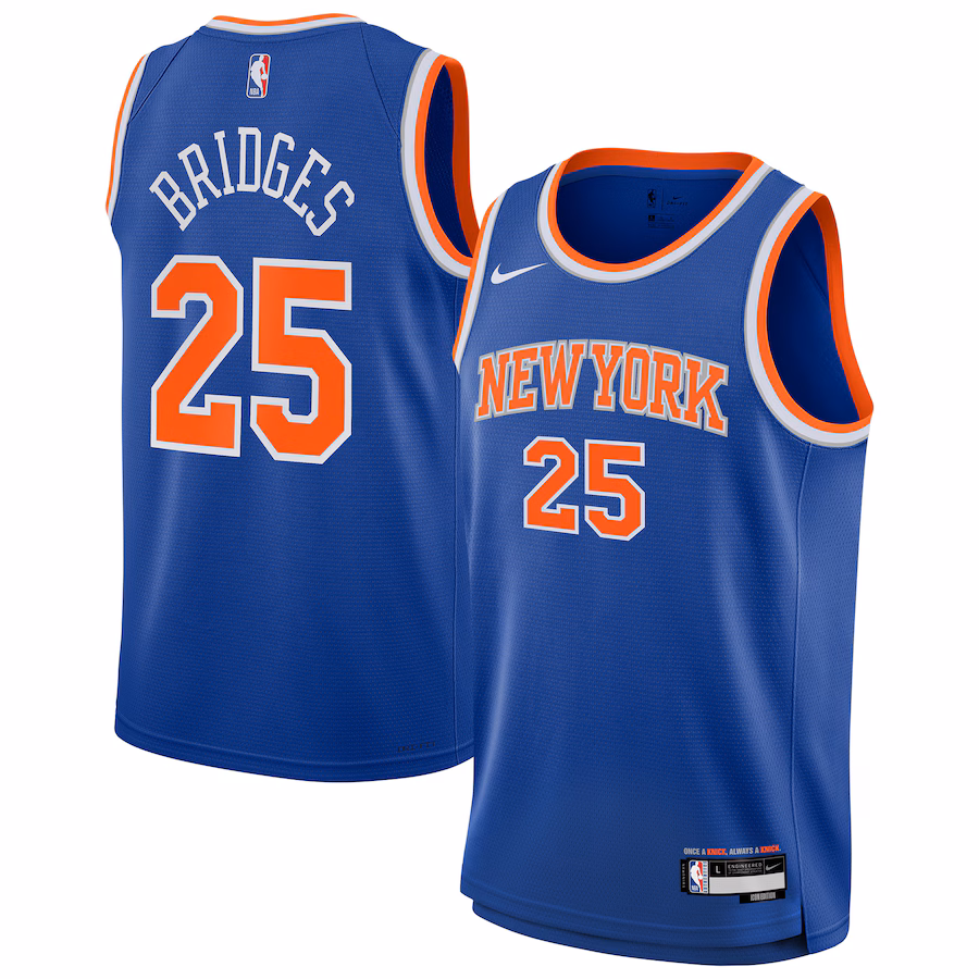 Youth New York Knicks Mikal Bridges Nike Blue Swingman Jersey - Icon Edition - Ujersey