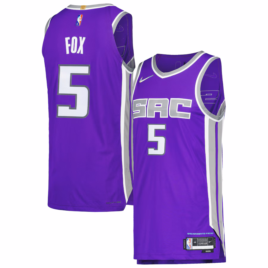Men's Sacramento Kings De'Aaron Fox Nike Purple Authentic Player Jersey - Icon Edition - Ujersey