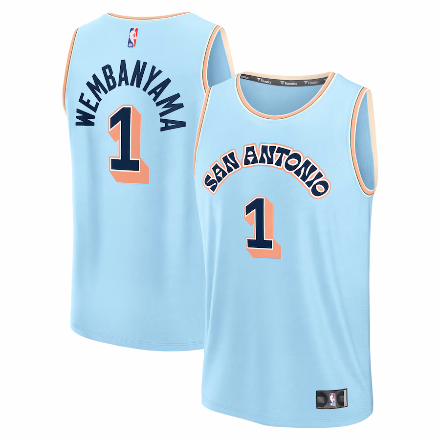 Men's San Antonio Spurs Victor Wembanyama Fanatics Light Blue 2024/25 Fast Break Player Jersey - City Edition - Ujersey