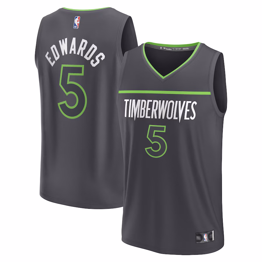 Men's Minnesota Timberwolves Anthony Edwards Fanatics Anthracite Fast Break Replica Player Jersey - Statement Edition - Ujersey