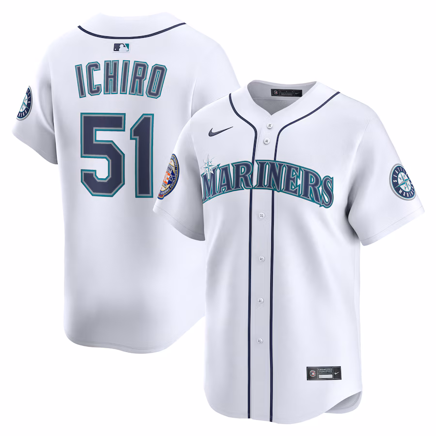 Men's Seattle Mariners Ichiro Suzuki Nike White 2025 National Baseball Hall of Fame Nike Home Limited Player Jersey - Ujersey