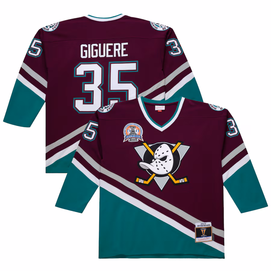 Men's Anaheim Ducks Jean-Sebastien Giguere Purple 2002-03 Power Play Jersey - Ujersey
