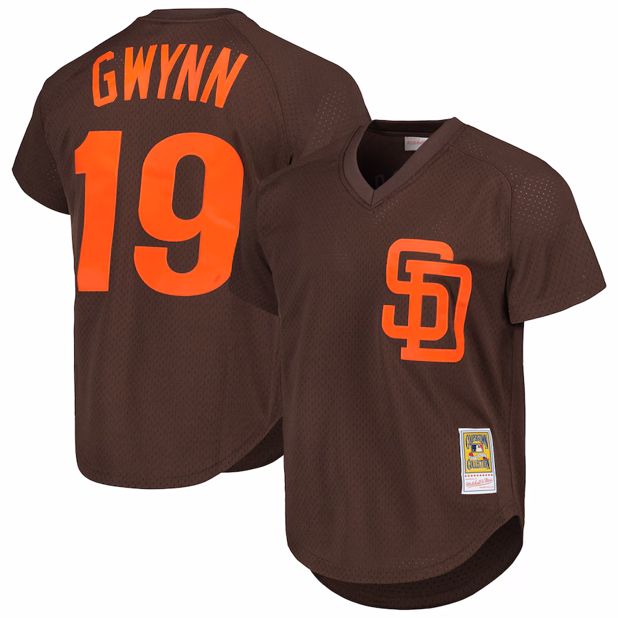 Men's San Diego Padres Tony Gwynn Mitchell & Ness Brown 1985 Authentic Cooperstown Collection Mesh Batting Practice Jersey - Ujersey