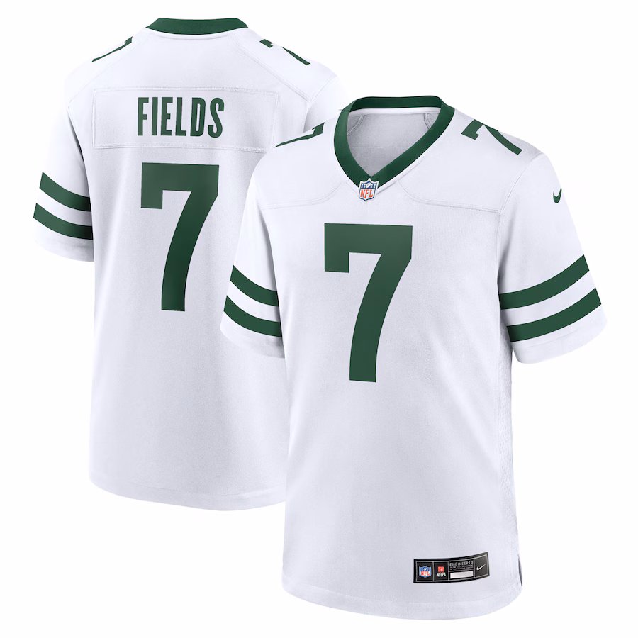 Men's New York Jets Justin Fields Nike Legacy White Game Jersey - Ujersey