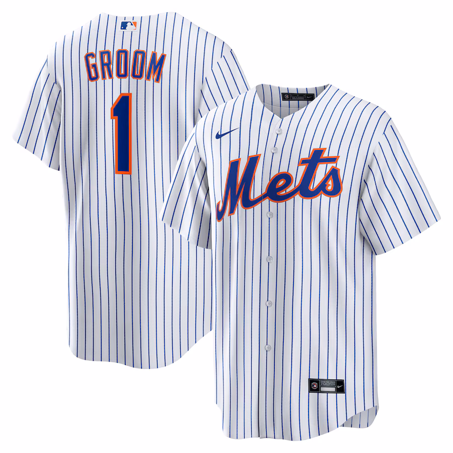 Men's New York Mets Nike White #1 Groom Home Replica Jersey - Ujersey