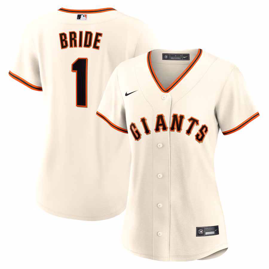 Women's San Francisco Giants Nike White #1 Bride Home Replica Jersey - Ujersey