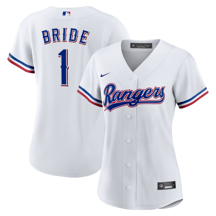 Women's Texas Rangers Nike White #1 Bride Home Replica Jersey - Ujersey
