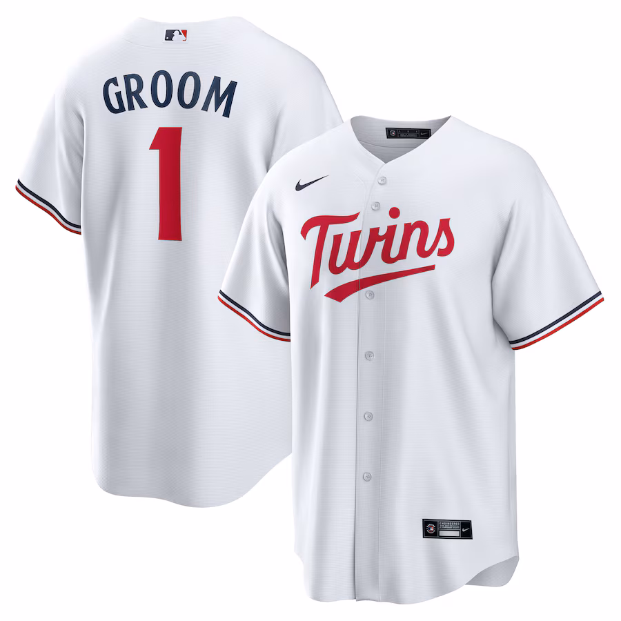 Men's Minnesota Twins Nike White #1 Groom Home Replica Jersey - Ujersey