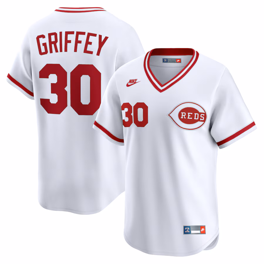 Men's Cincinnati Reds Ken Griffey Nike White Throwback Cooperstown Collection Limited Jersey - Ujersey