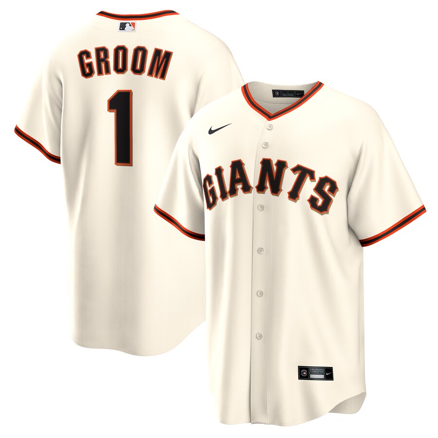 Men's San Francisco Giants Nike White #1 Groom Home Replica Jersey - Ujersey