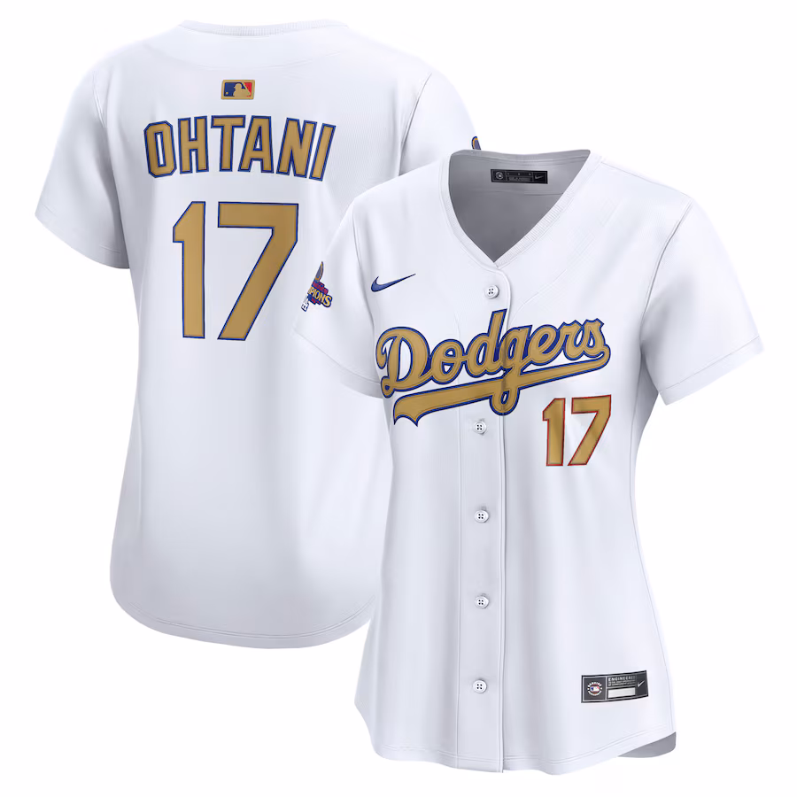 Women's Los Angeles Dodgers Shohei Ohtani Nike White 2025 Gold Collection Limited Jersey - Ujersey
