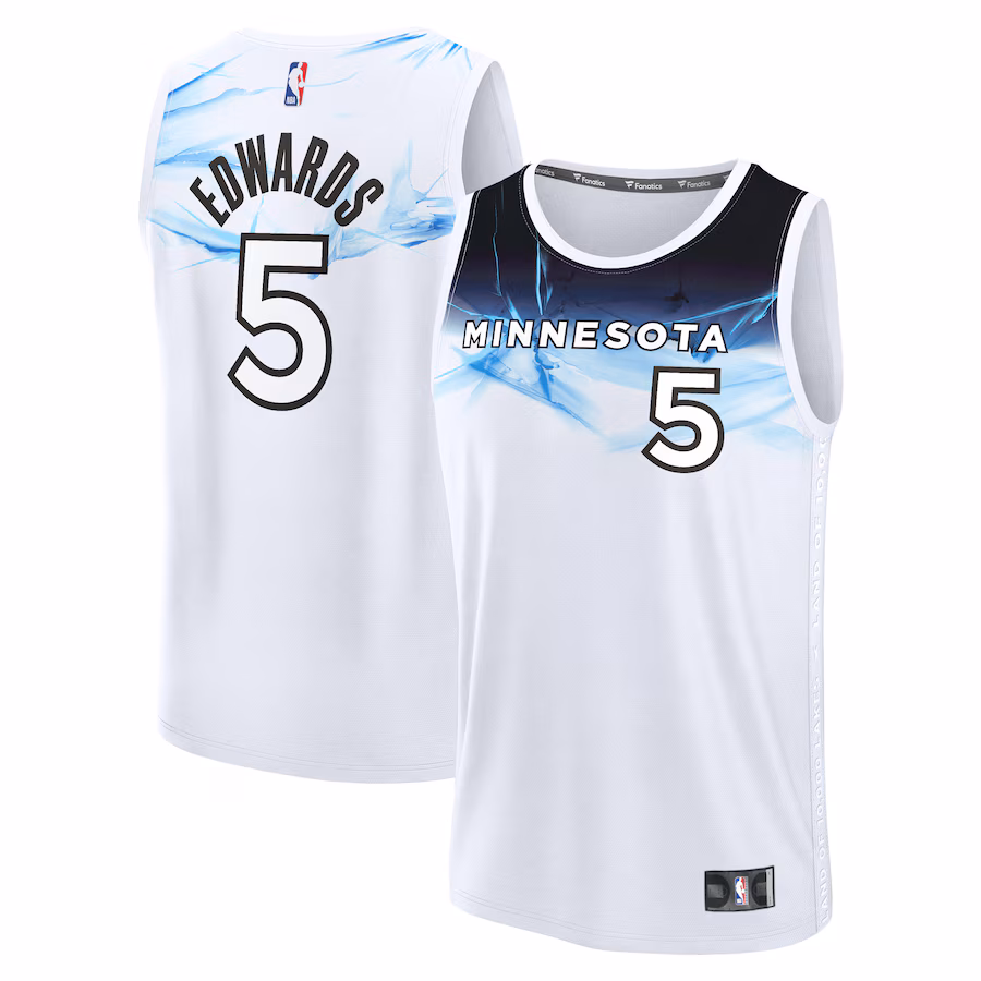 Men's Minnesota Timberwolves Anthony Edwards Fanatics White 2024/25 Fast Break Player Jersey - City Edition - Ujersey