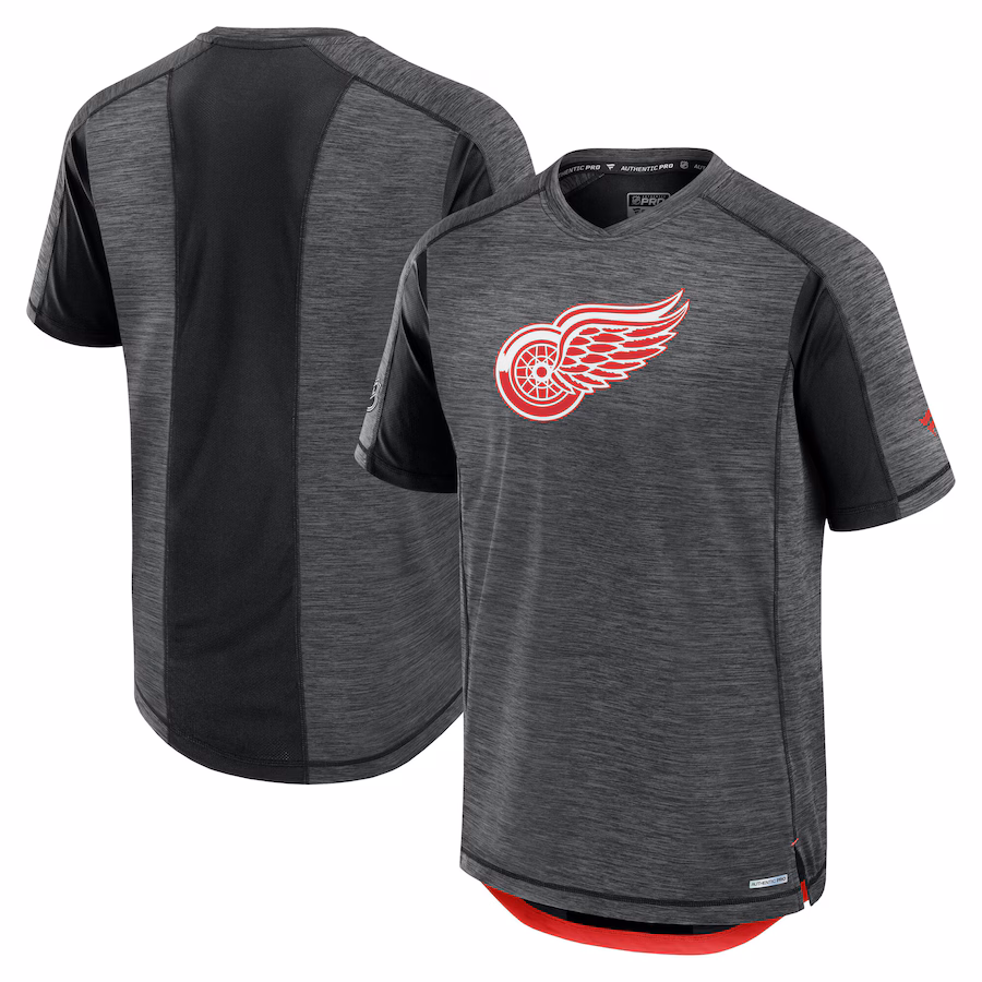 Men's Detroit Red Wings Fanatics Black Authentic Pro Rink Tech T-Shirt - Ujersey