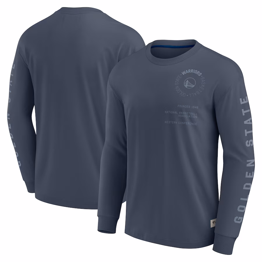 Men's Golden State Warriors Fanatics Blue Elements Future Ground Tonal Info Long Sleeve T-Shirt - Ujersey