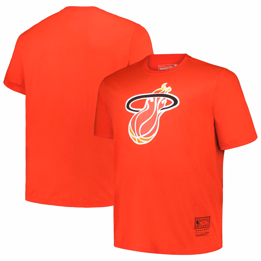 Men's Miami Heat Mitchell & Ness Red Big & Tall Hardwood Classics Vintage Logo T-Shirt - Ujersey
