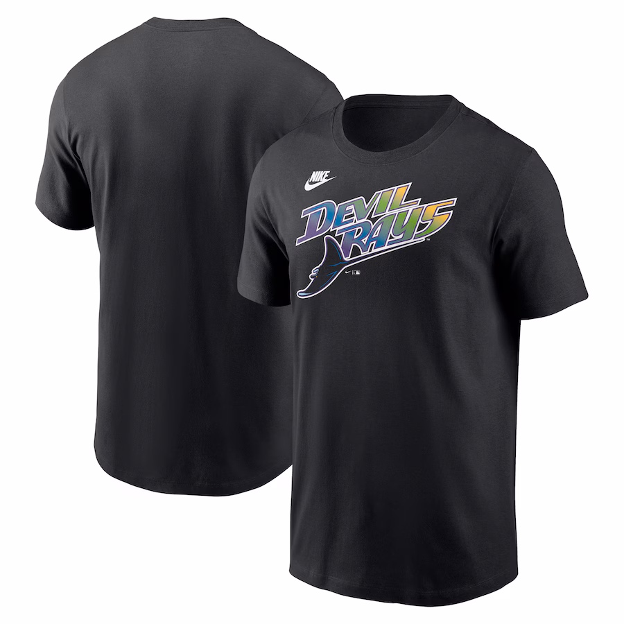 Men's Tampa Bay Rays Nike Black Cooperstown Wordmark T-Shirt - Ujersey