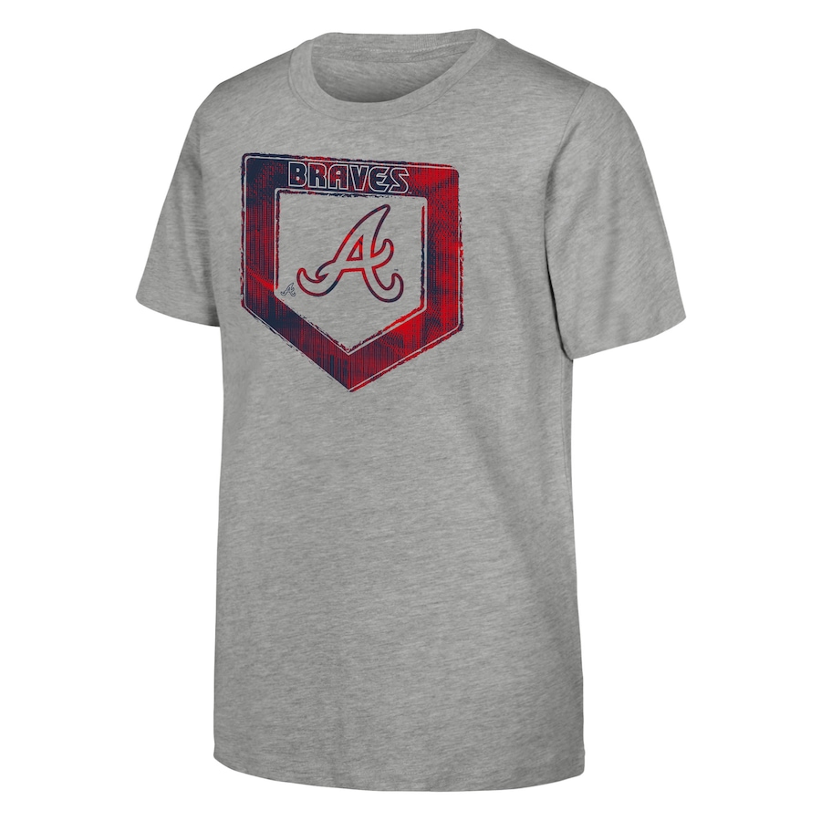 Youth Atlanta Braves Heather Gray Stolen Base T-Shirt - Ujersey