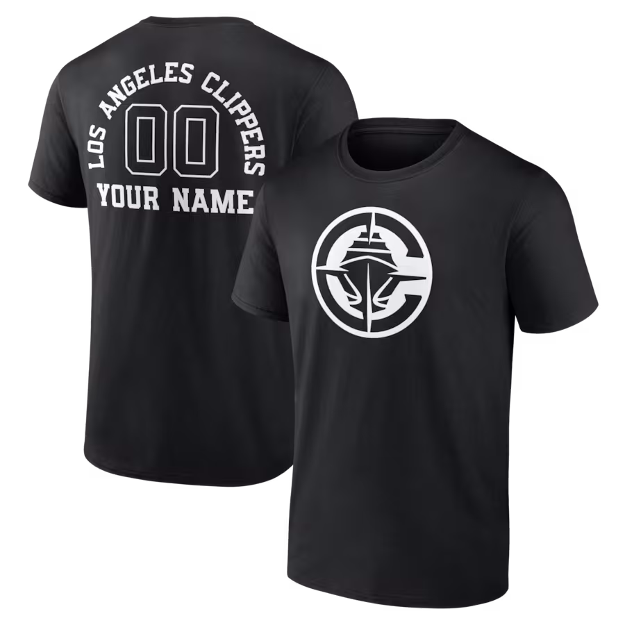 Men's LA Clippers Black Custom Monochrome T-Shirt - Ujersey