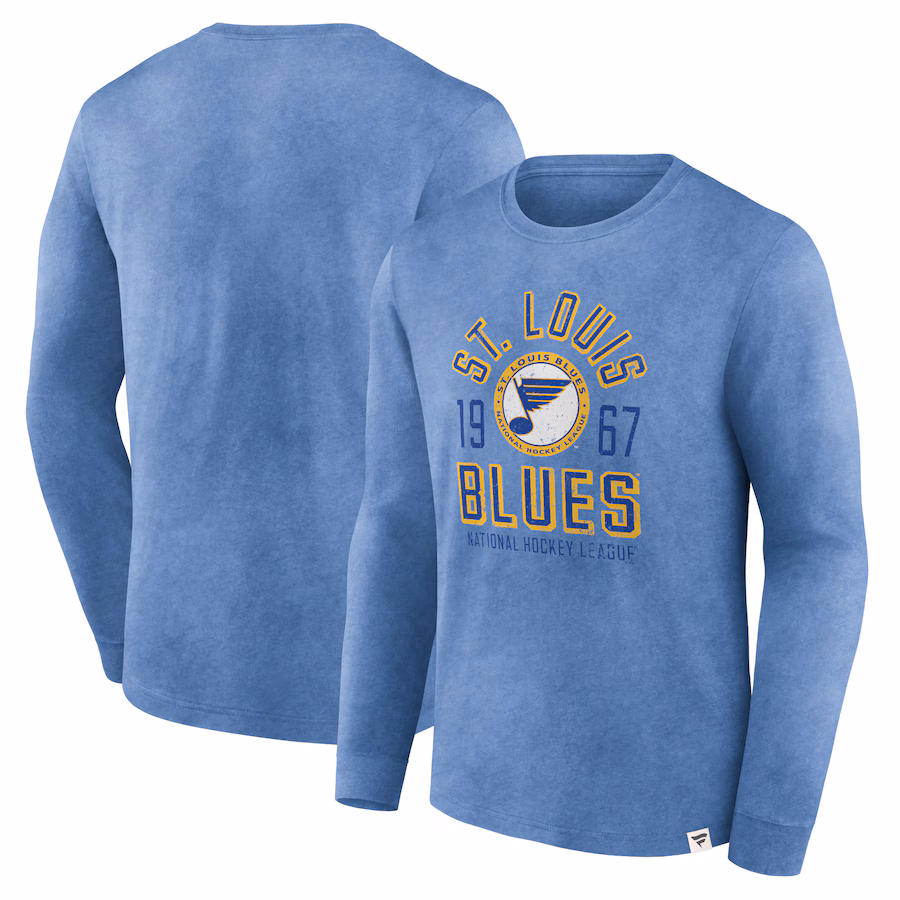 Men's St. Louis Blues Fanatics Heather Blue Keep The Zone Long Sleeve T-Shirt - Ujersey
